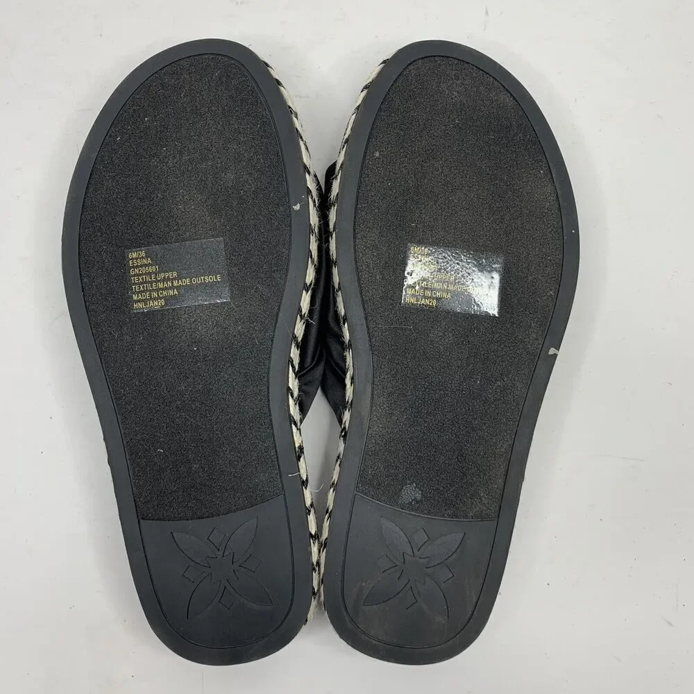 BCBGeneration Size‎ 6 Sandals Slides Essina Knotted Black Round Toe Flat Women’s